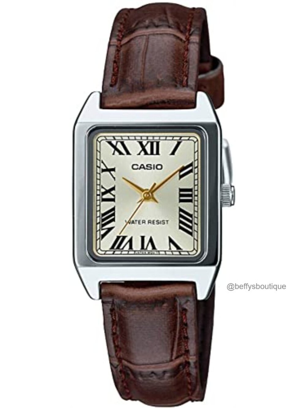 Casio Analog Quartz Dress Watch Leather Strap Water Resistant 50m